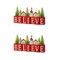 Set of 2 14"L Christmas Wooden House/Brush Trees Table Décor